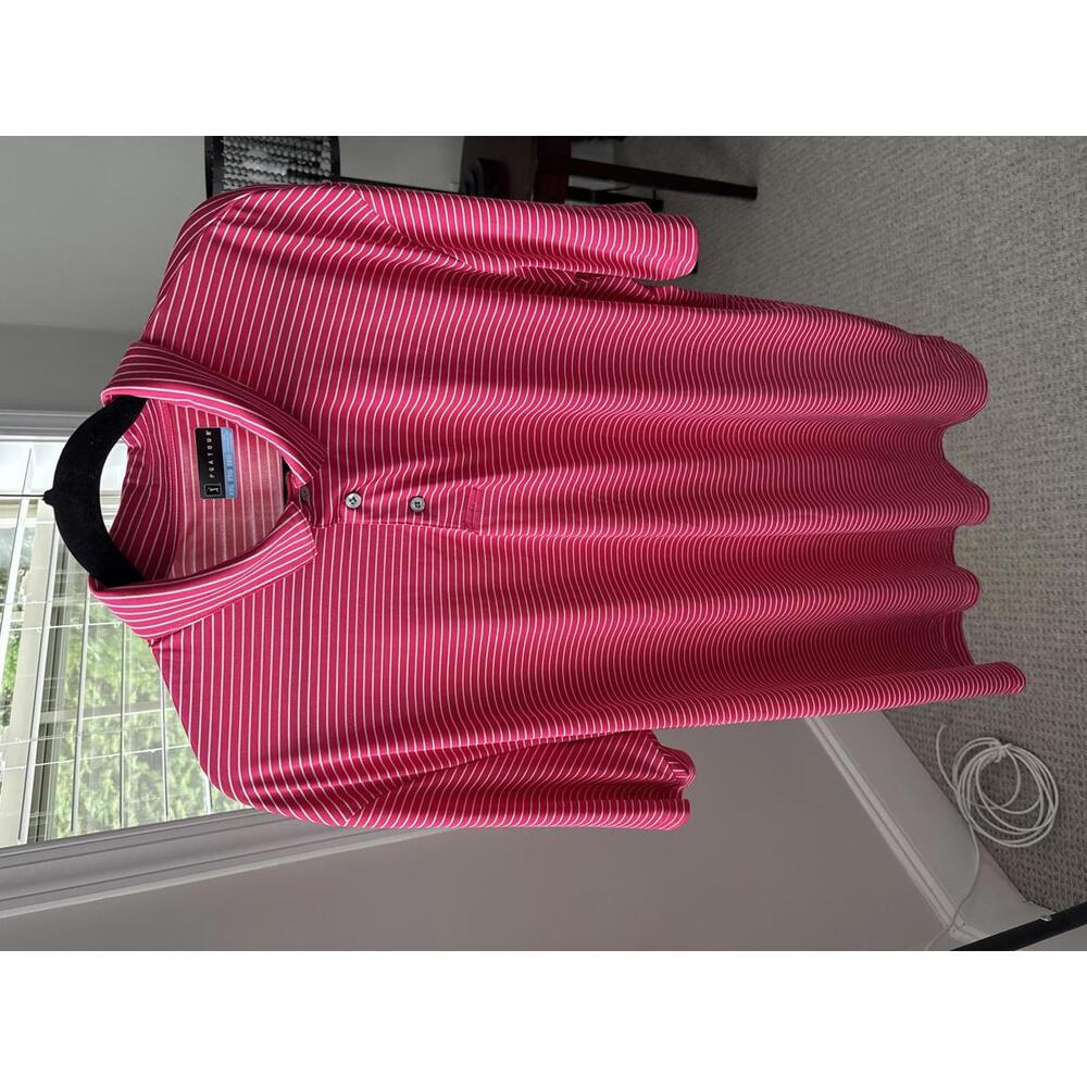 PGA Tour Men's Red Striped Polo Shirt XXL